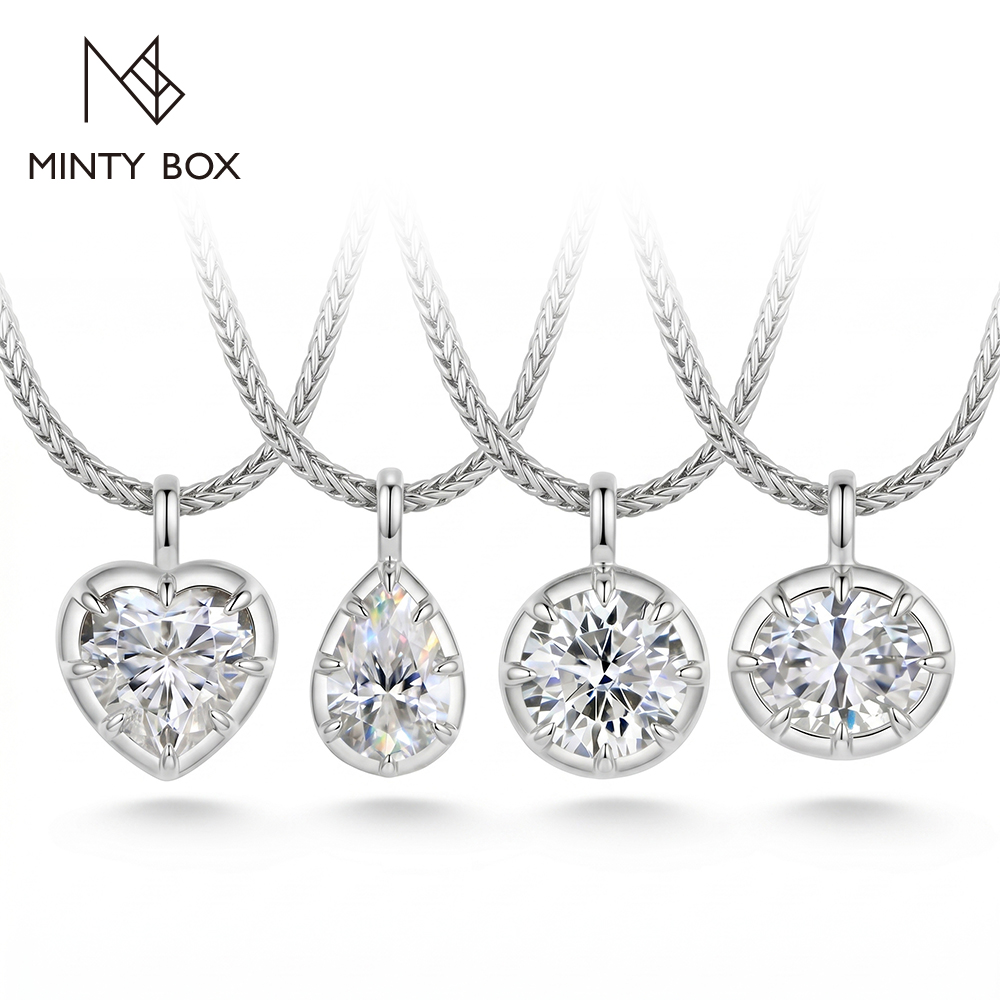 Bezels Set Pendant - MINTYBOX Fassungsset Moissanit-Anhänger-Kollektion Herz-, Oval-, Rund-