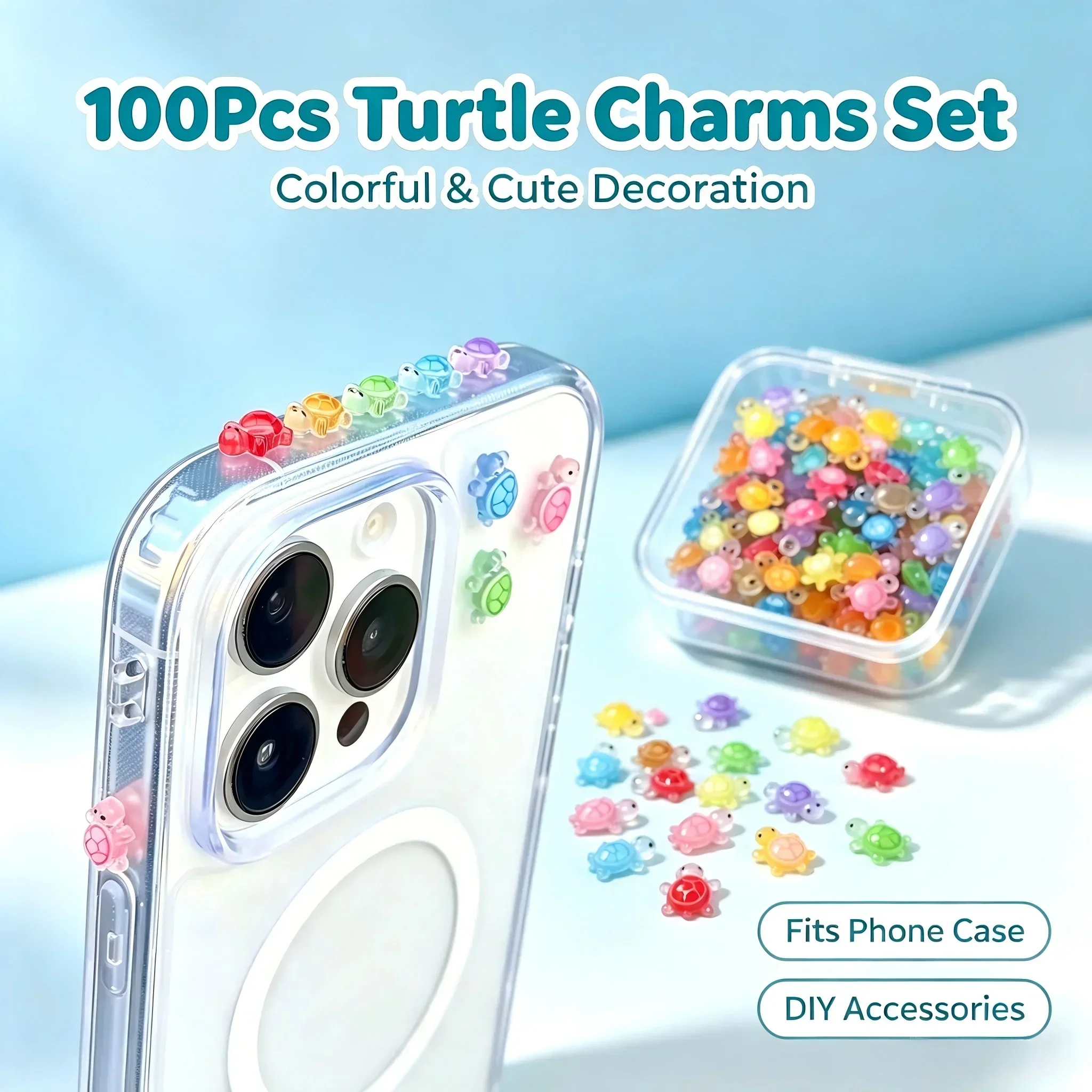 Crafting Resin - 100 Stück/ Glücksschildkröten-Harzanhänger im Kpop-Idol-Stil, Mini-Schildkröten,