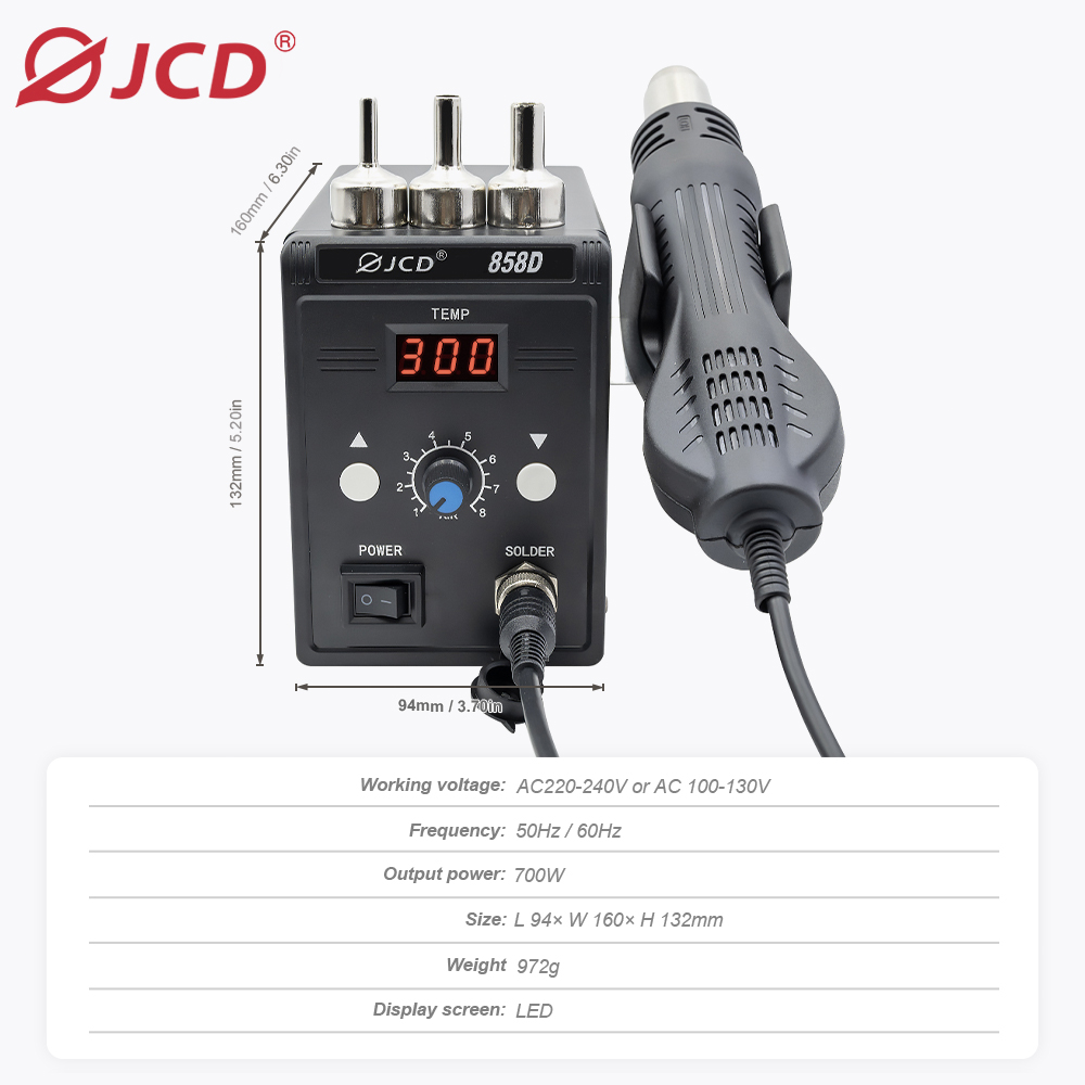 JCD Heißluftpistole 858D 700W  – Heat Gun Small Bewertung und Preis